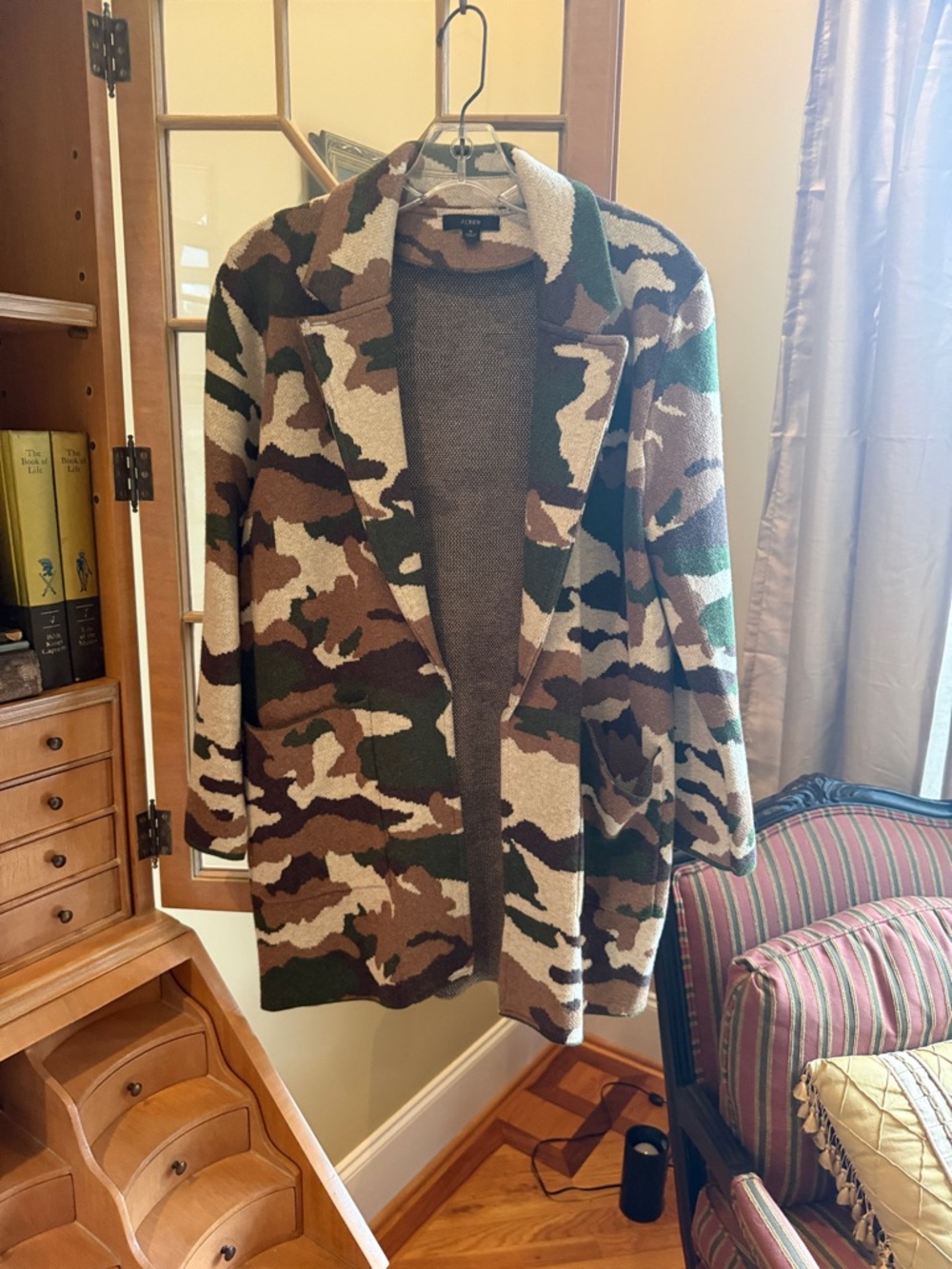 J. Crew Camouflage Knit Cardigan in Brown and Green Tones